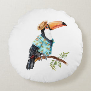 Cojín Redondo Toucan en camisa hawaiana
