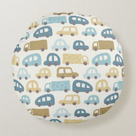 Cojín Redondo Toy Cars & Trucks | Dusty Blue Beig
