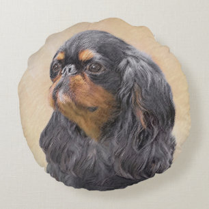 Cojín Redondo Toy English Spaniel Pintura Original Arte Animal