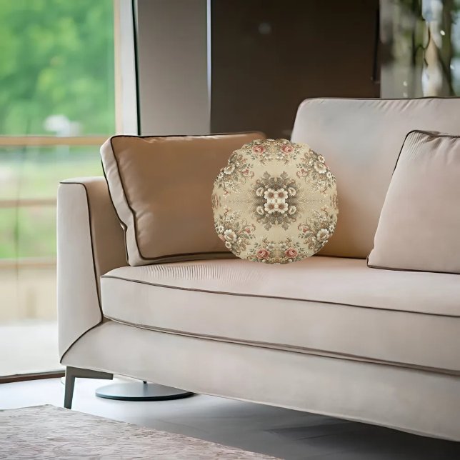 Cojín Redondo Tradiciones florales de cabaña (Subido por el creador)