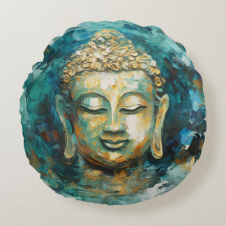 Cojín Redondo Tranquilidad Buda Aura Arte Espiritual