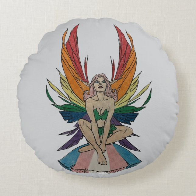 Cojín Redondo Transgender Faerie  (Anverso)