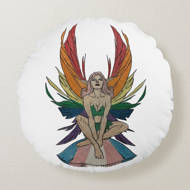 Cojín Redondo Transgender Faerie (Anverso)