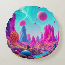 Cojín Redondo  Traumplanet der Farben – Jenseits der Realität
