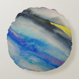 Cojín Redondo trazo de pincel, pintura Abstract color de agua c