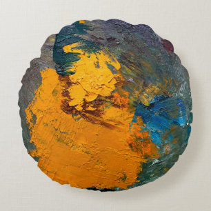 Cojín Redondo trazos multicolores de pintura al óleo sobre el ar