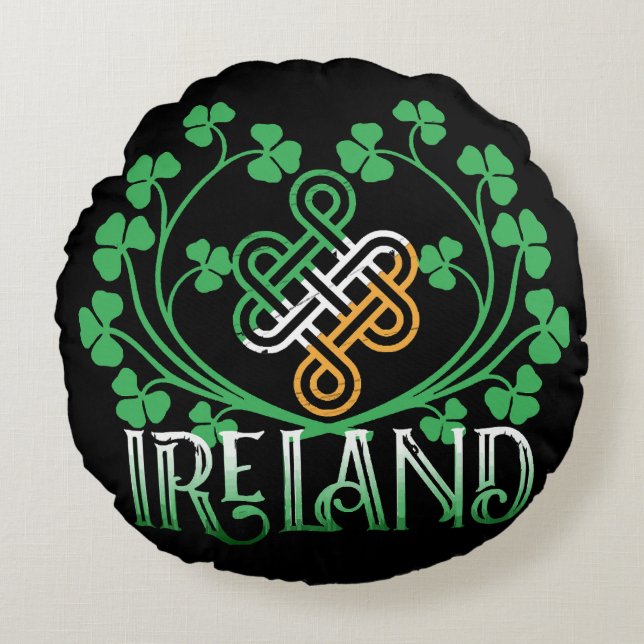 COJÍN REDONDO TRÉBOL DE IRLANDA (Anverso)