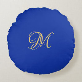 Cojín Redondo Trendy Elegant Solid Royal Blue Name Monogram