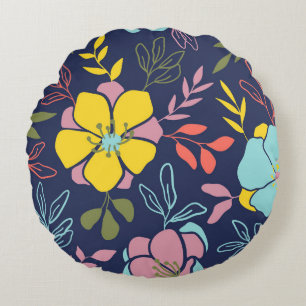 Cojín Redondo Trendy flowers seamless pattern. Small vintage flo