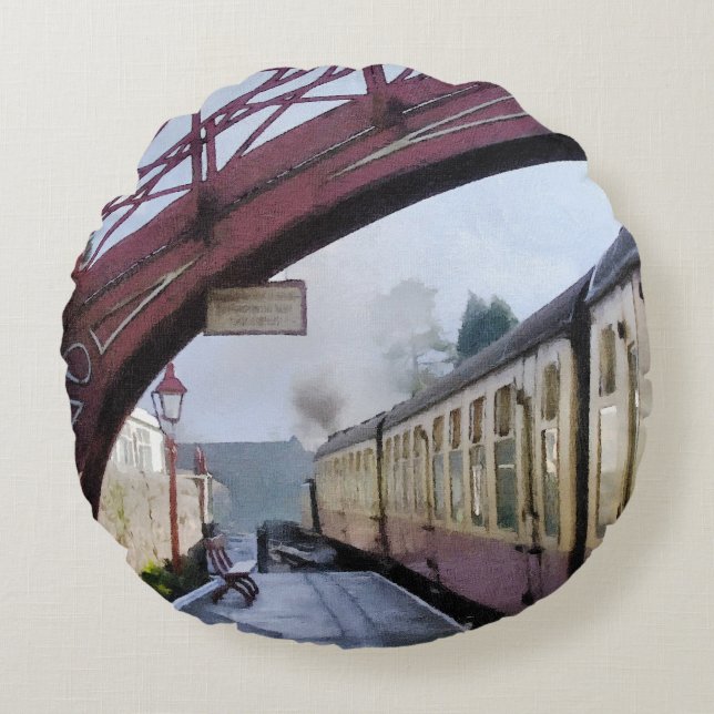 COJÍN REDONDO TRENES DE VAPOR (Anverso)