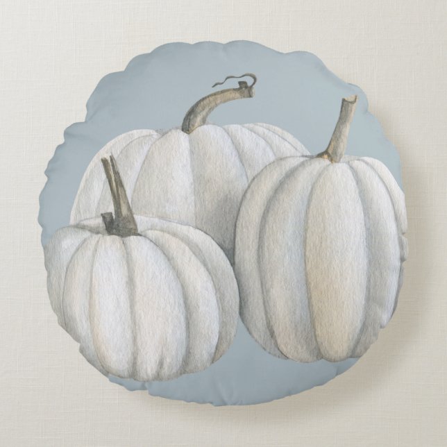 Cojín Redondo Tres calabazas blancas (Anverso)