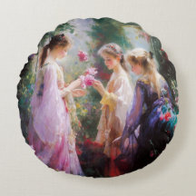 Tres chicas jugando en el jardín