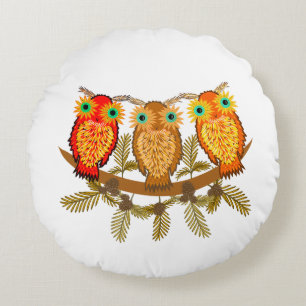 Cojín Redondo Tres lindos búhos