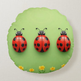 Cojín Redondo Tres Mariquitas Coloridas