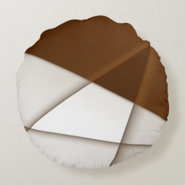 Cojín Redondo Triángulo beige inclinado con sombra, estilo liso