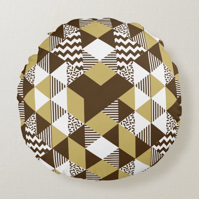 Cojín Redondo Triángulo impecable: moda geométrica de oro. (Anverso)
