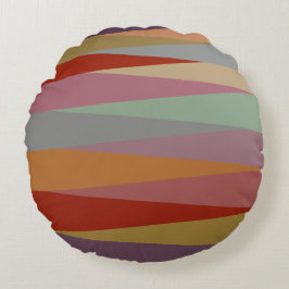 Cojín Redondo Triángulos coloridos modernos de mediados del sigl