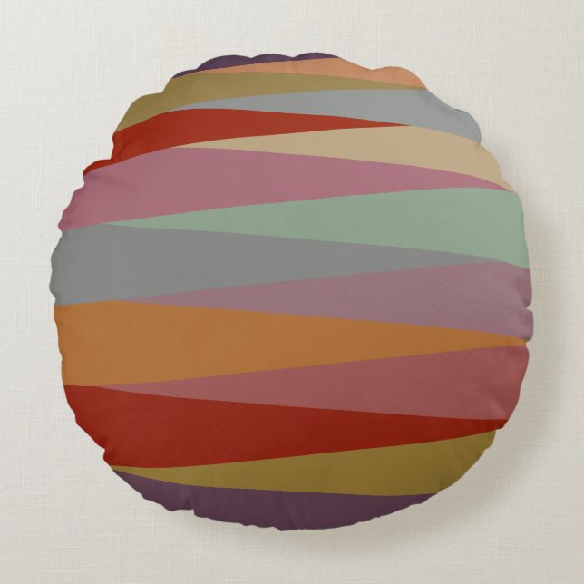 Cojín Redondo Triángulos coloridos modernos de mediados del sigl (Anverso)