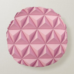 Cojín Redondo Triángulos geométricos 3D: fondo minimalista.