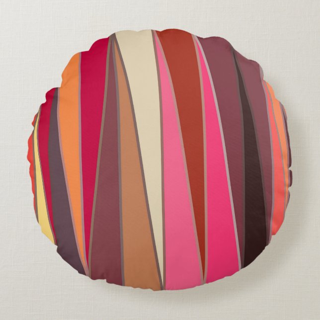 Cojín Redondo Triángulos modernos de mediados del siglo XX, Fuch (Anverso)