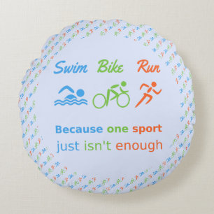 Cojín Redondo Triatlón estampado en bicicleta de natación