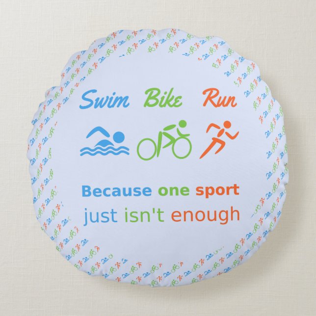 Cojín Redondo Triatlón estampado en bicicleta de natación (Anverso)