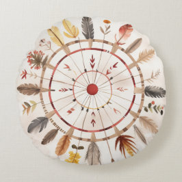 Cojín Redondo Tribu de arte étnico nativa estadounidense