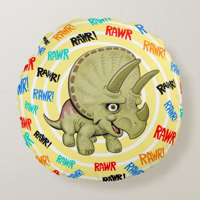 Cojín Redondo Triceratops RAWR Pillow (Anverso)