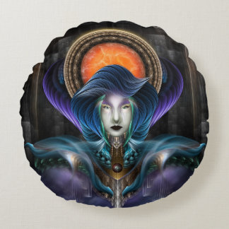 Cojín Redondo Trilia - Diosa De La Luna Naranja