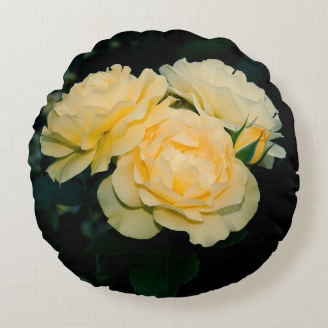 Cojín Redondo Trío de Rosas (Anverso)