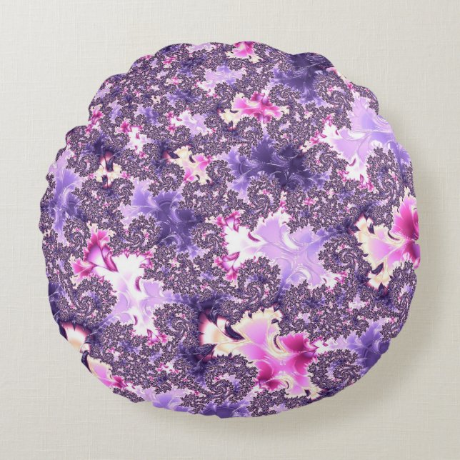 Cojín Redondo Trippy Funky Boho Groovy Pastel Espiral Arte Fract (Anverso)