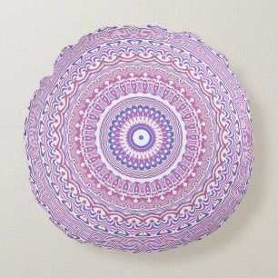 Cojín Redondo Trippy Hippie Boho Groovy Bohemian Kaleidoscope