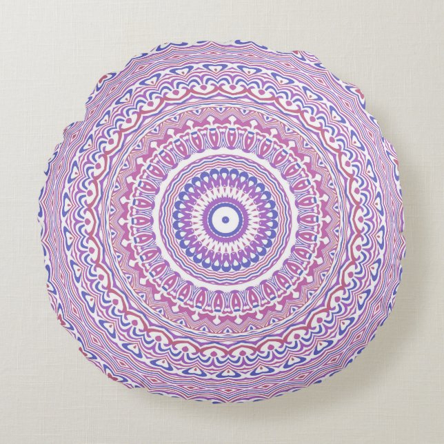 Cojín Redondo Trippy Hippie Boho Groovy Bohemian Kaleidoscope (Anverso)