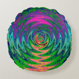 Cojín Redondo Trippy Swirly Rainbow