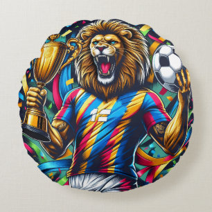 Cojín Redondo Trofeo de Campeón de Fútbol de Leones Victoria de