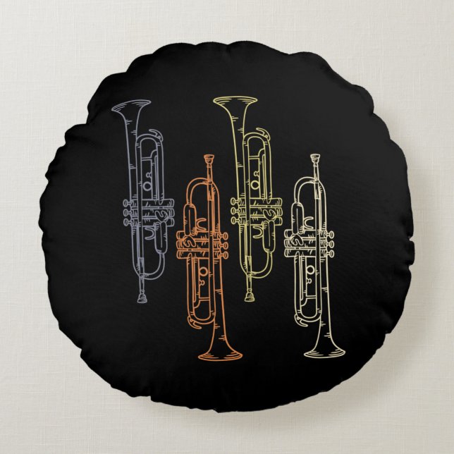 Cojín Redondo Trompetas Vintage (Anverso)