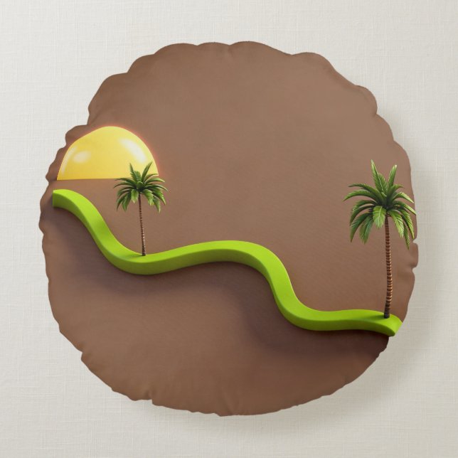 Cojín Redondo Tropical Modern Decorative Throw Pillow (Anverso)