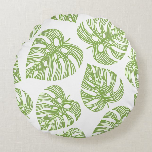 Cojín Redondo Tropical trendy seamless pattern with exotic palm  (Anverso)