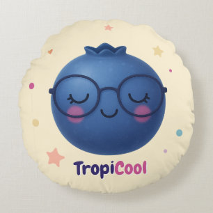 Cojín Redondo TropiCool Blueberry - Fruta Kawaii redonda