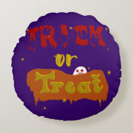 Cojín Redondo Truco o trato divertido Boo Halloween