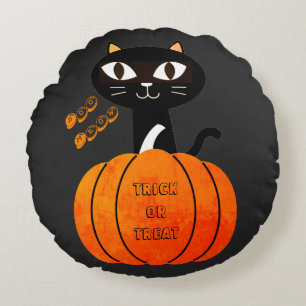Cojín Redondo Truco o trato Naranja espeluznante Halloween de ga