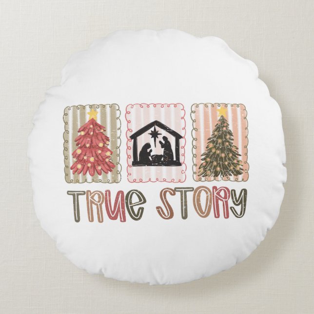 Cojín Redondo True Story Christmas Round Pillow (Anverso)