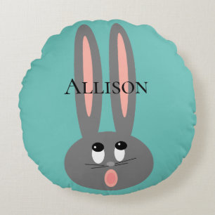 Cojín Redondo Trullo lindo del conejito de pascua personalizado