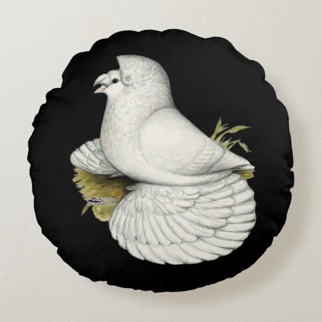 Cojín Redondo Trumpeter Pigeon White (Anverso)