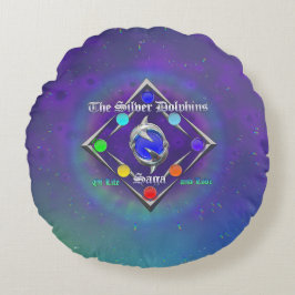 Cojín Redondo TSDS: De vida y amor Logo Azul y Verde  