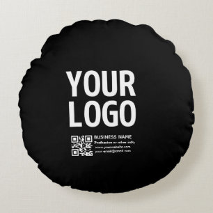 Cojín Redondo Tu logotipo con código QR editable y texto