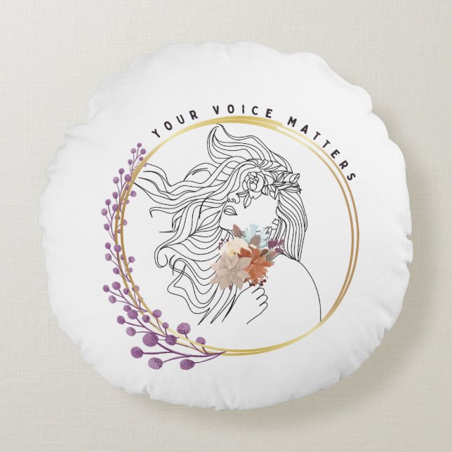 Cojín Redondo Tu voz importa (Anverso)