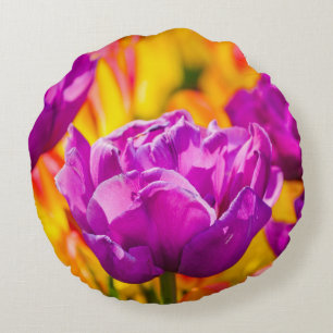 Cojín Redondo Tulipanes encantadores violetas
