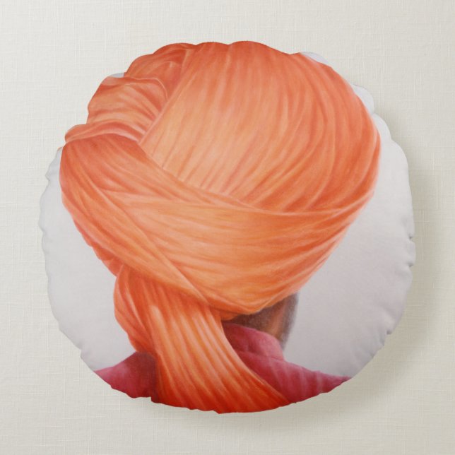 Cojín Redondo Turbante del azafrán (Anverso)