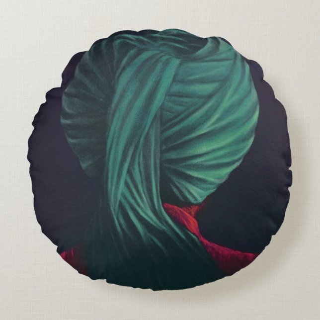 Cojín Redondo Turbante verde (Anverso)